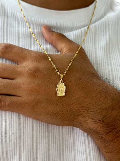 Cadena Trenzada 60cm + Virgen Piedras