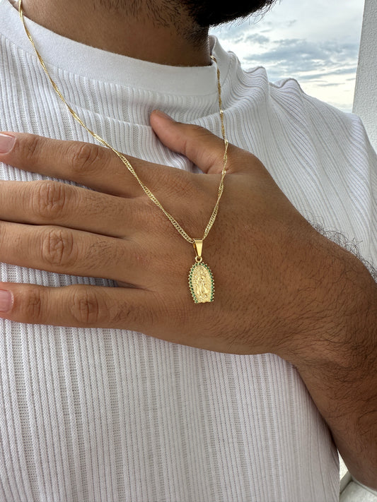 Cadena Trenzada 60cm + Virgen Piedras
