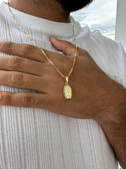 Cadena Trenzada 60cm + Virgen Piedras